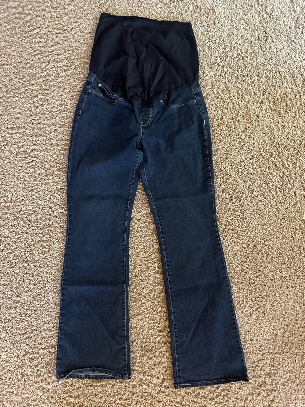 Signature by Levi Strauss Dark Blue Maternity Wide Leg Jeans with Black Panel
